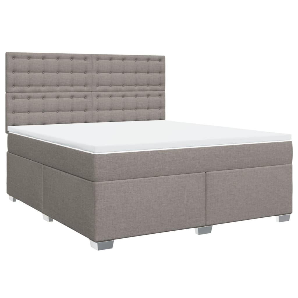 vidaXL Cama box spring con colchón tela gris taupe 180x200 cm