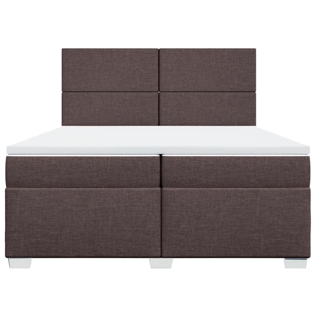 vidaXL Cama box spring con colchón tela marrón oscuro 200x200 cm