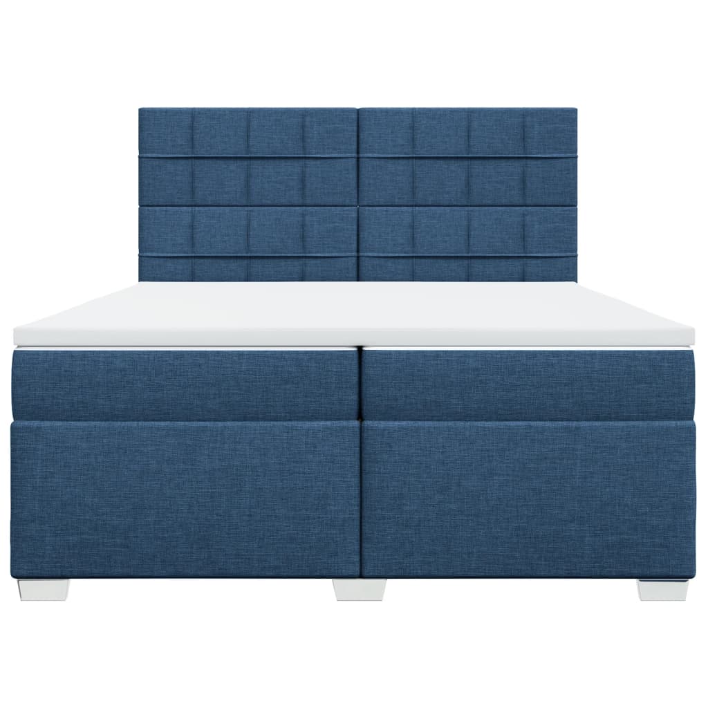 vidaXL Cama box spring con colchón tela azul 200x200 cm