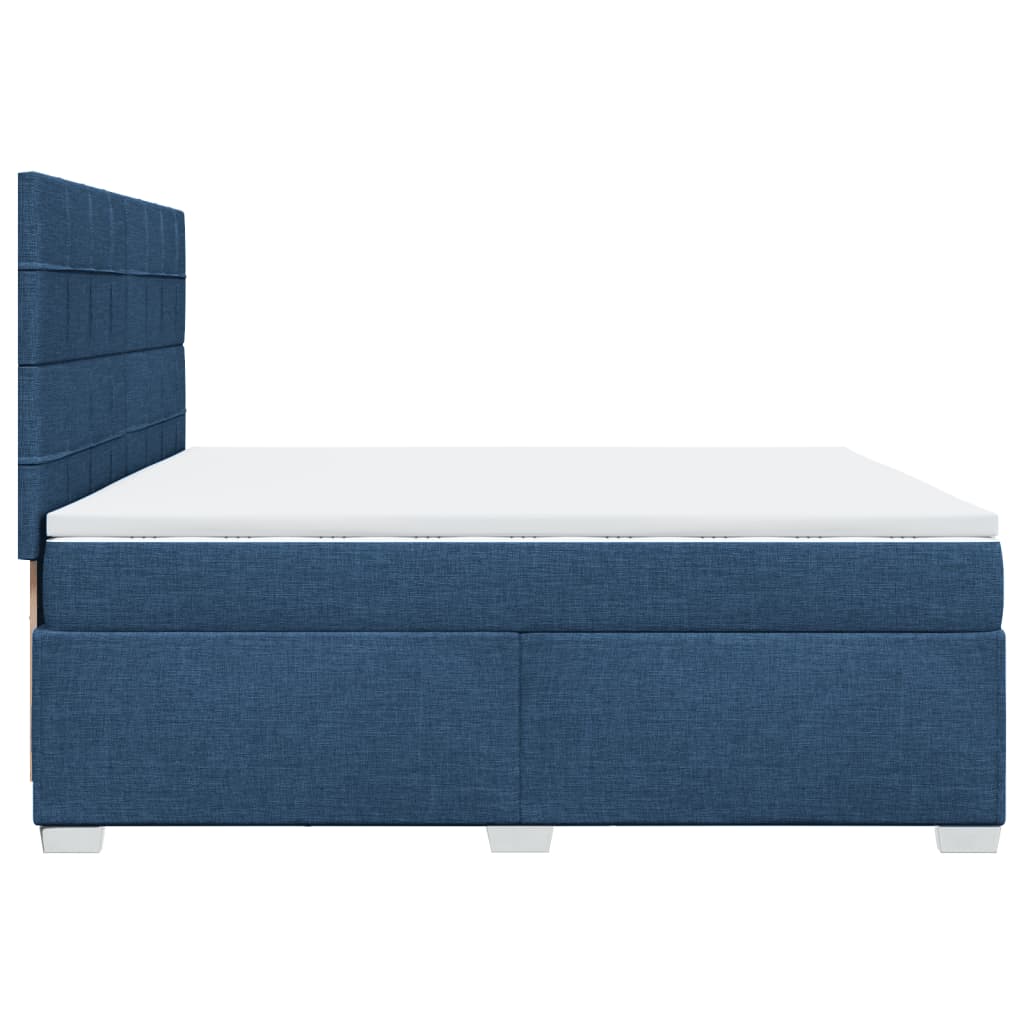 vidaXL Cama box spring con colchón tela azul 200x200 cm