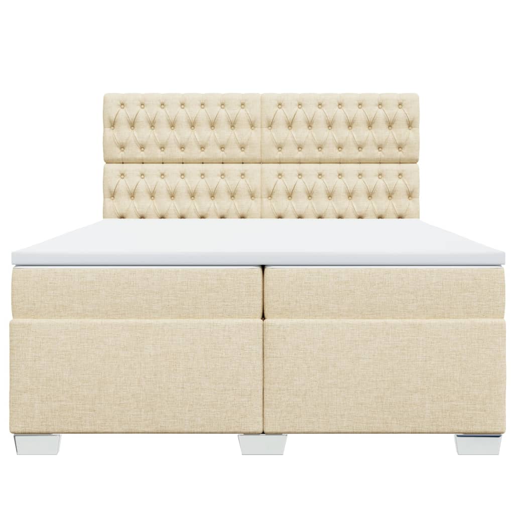 vidaXL Cama box spring con colchón tela color crema 200x200 cm