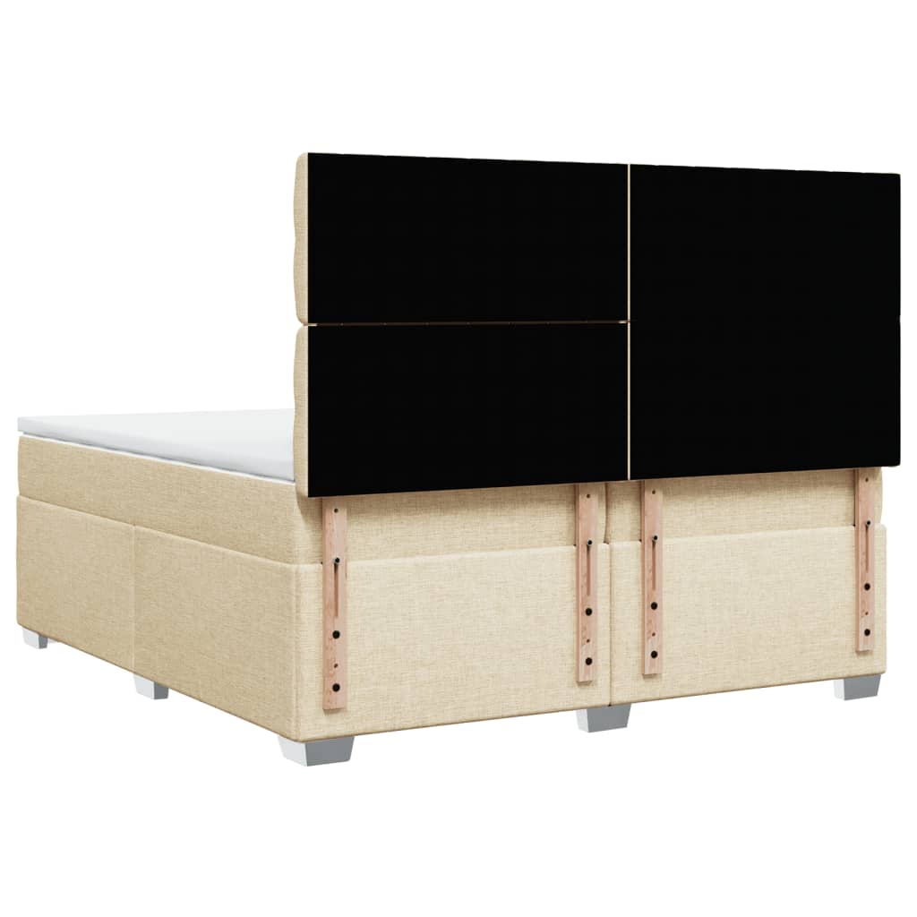 vidaXL Cama box spring con colchón tela color crema 200x200 cm