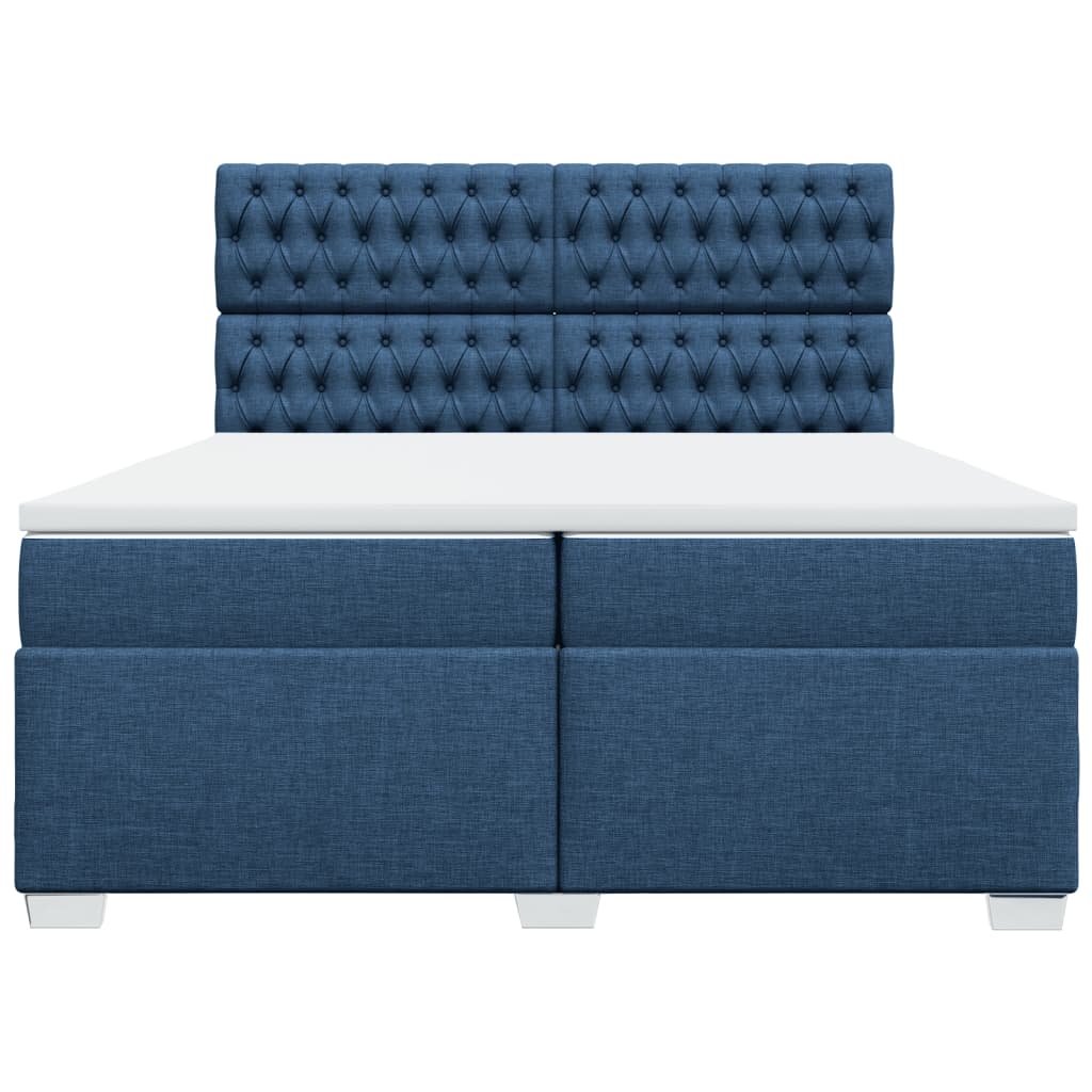 vidaXL Cama box spring con colchón tela azul 200x200 cm