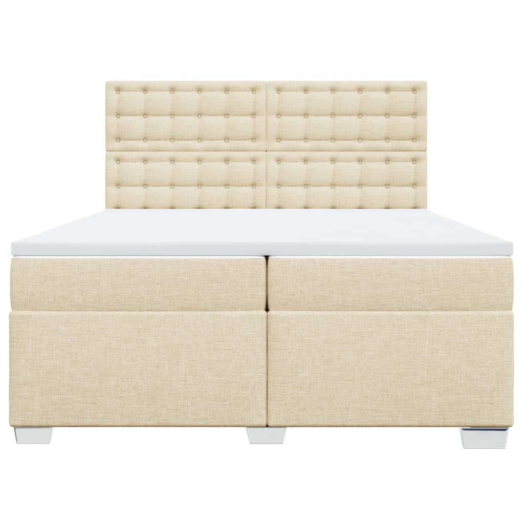 vidaXL Cama box spring con colchón tela color crema 200x200 cm