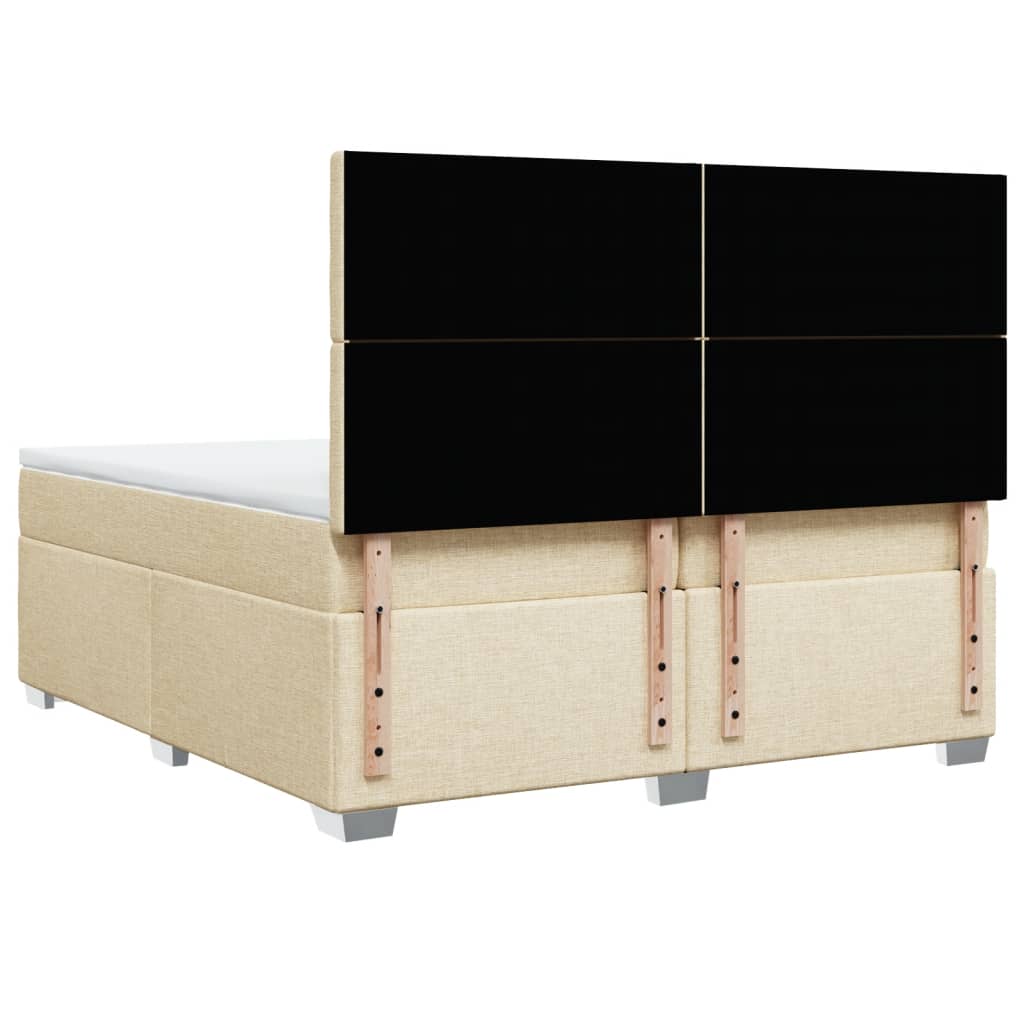 vidaXL Cama box spring con colchón tela color crema 200x200 cm