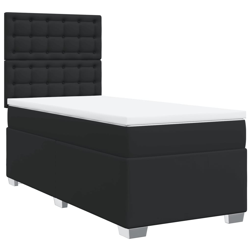 vidaXL Cama box spring con colchón cuero sintético negro 80x200 cm