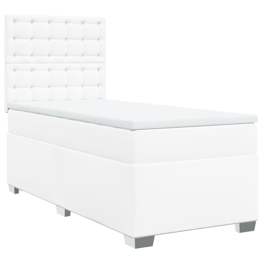 vidaXL Cama box spring con colchón cuero sintético blanco 80x200 cm