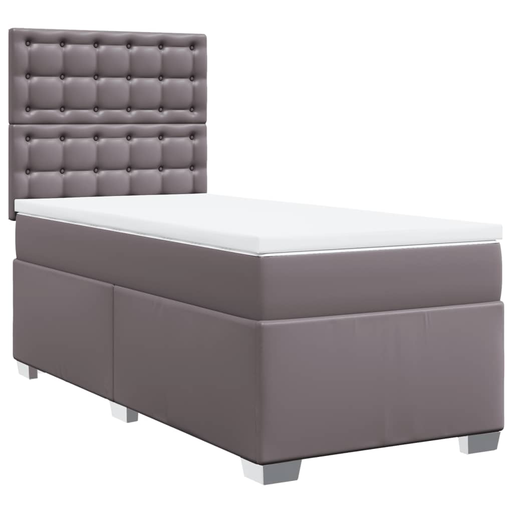 vidaXL Cama box spring con colchón cuero sintético gris 80x200 cm