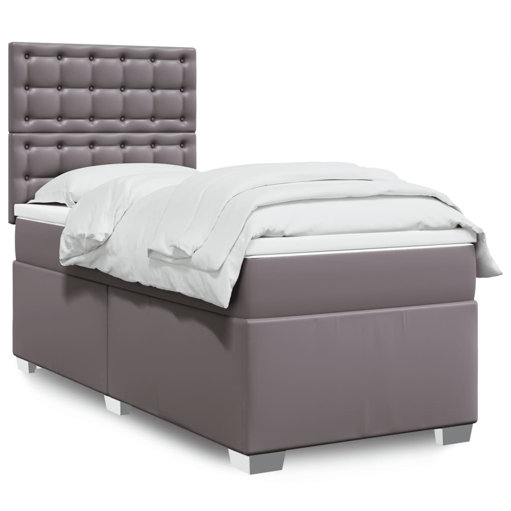 vidaXL Cama box spring con colchón cuero sintético gris 80x200 cm