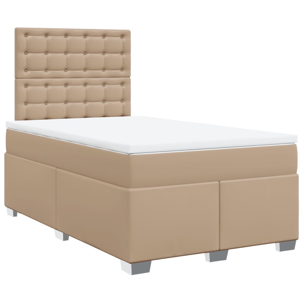 vidaXL Cama box spring con colchón cuero sintético capuchino 80x200 cm