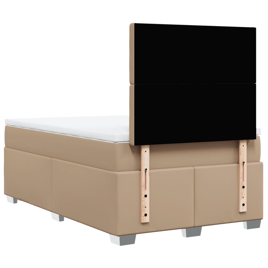 vidaXL Cama box spring con colchón cuero sintético capuchino 80x200 cm