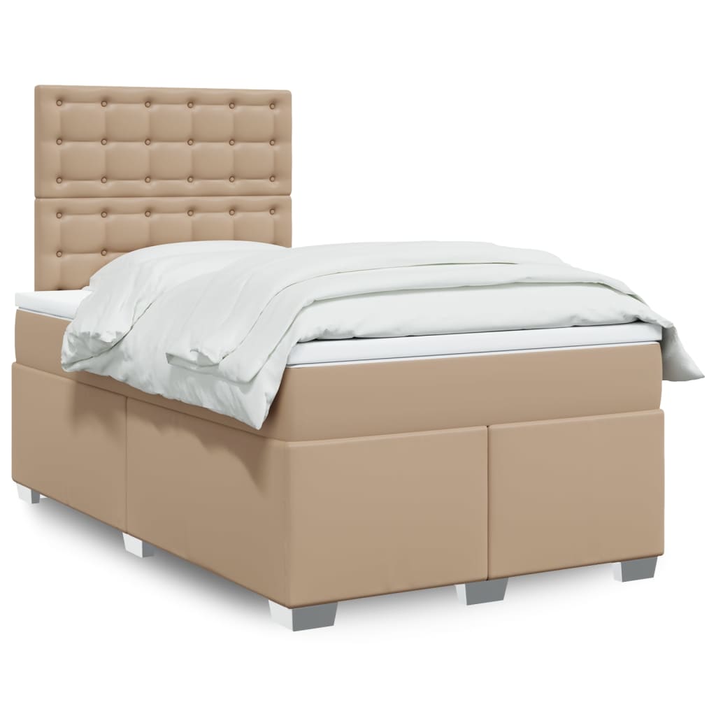 vidaXL Cama box spring con colchón cuero sintético capuchino 80x200 cm