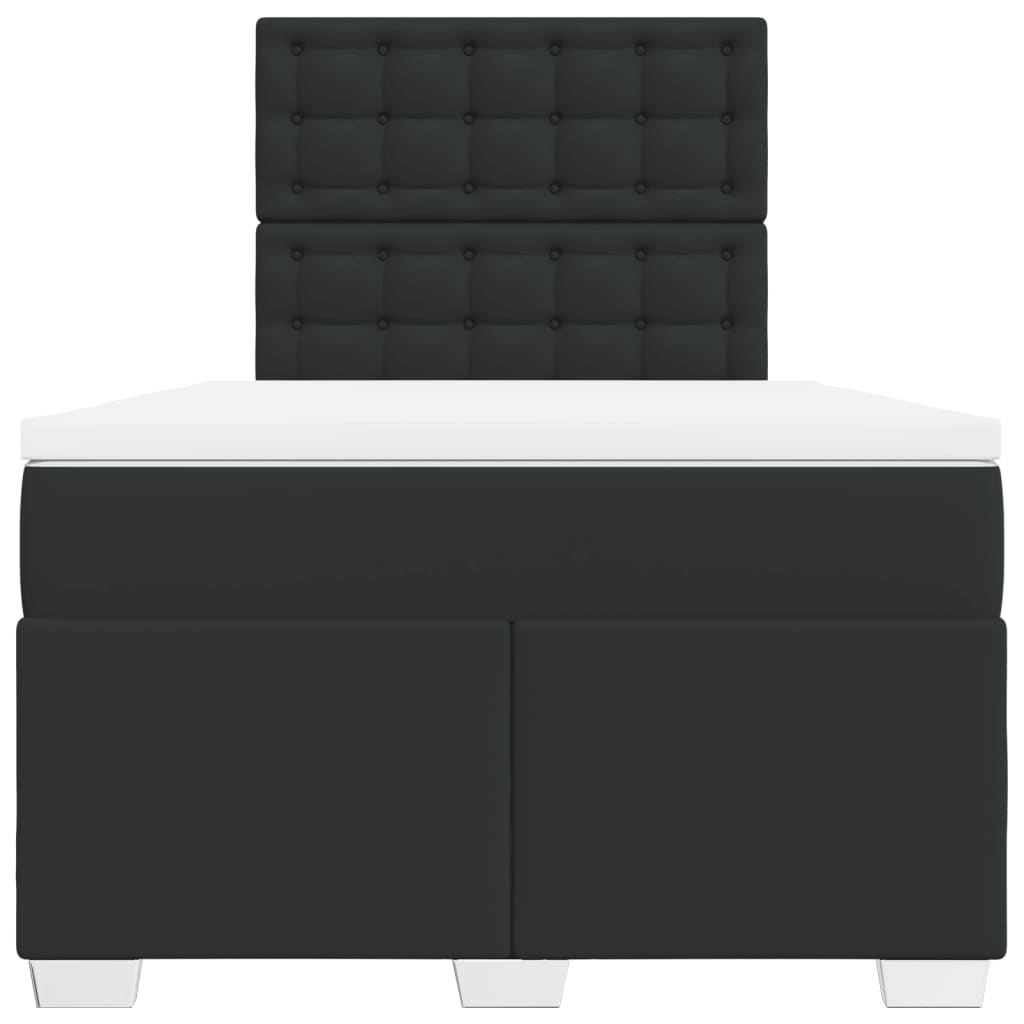 vidaXL Cama box spring con colchón cuero sintético negro 120x200 cm