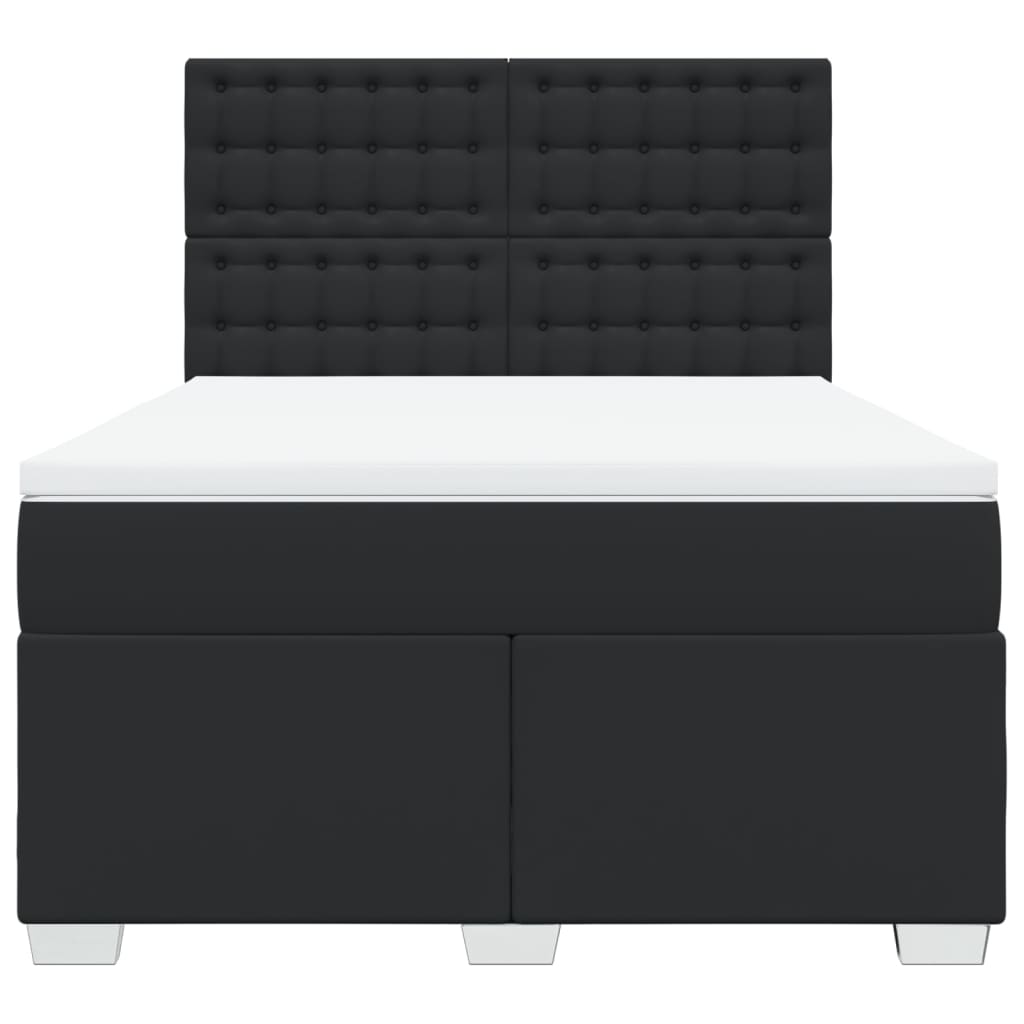 vidaXL Cama box spring con colchón cuero sintético negro 140x190 cm