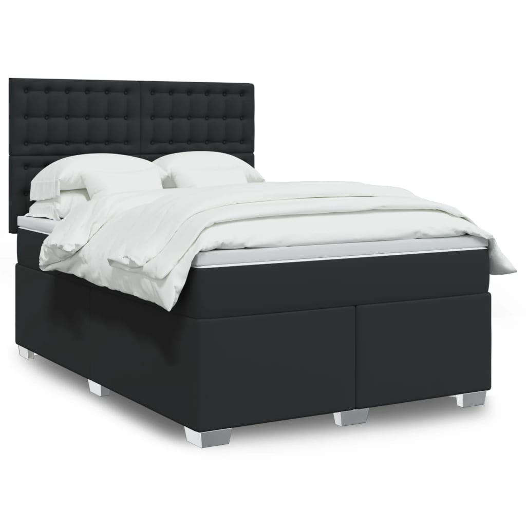 vidaXL Cama box spring con colchón cuero sintético negro 140x190 cm