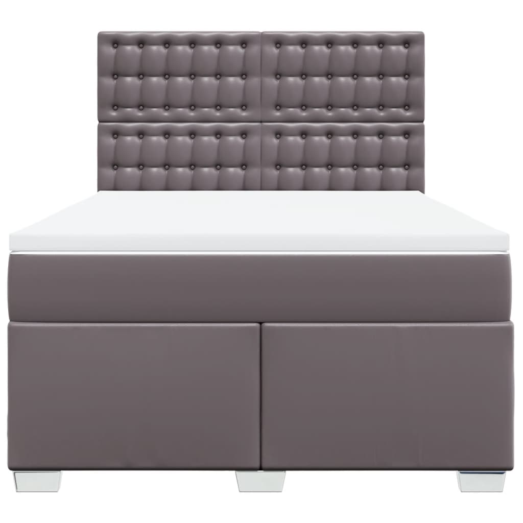 vidaXL Cama box spring con colchón cuero sintético gris 140x190 cm