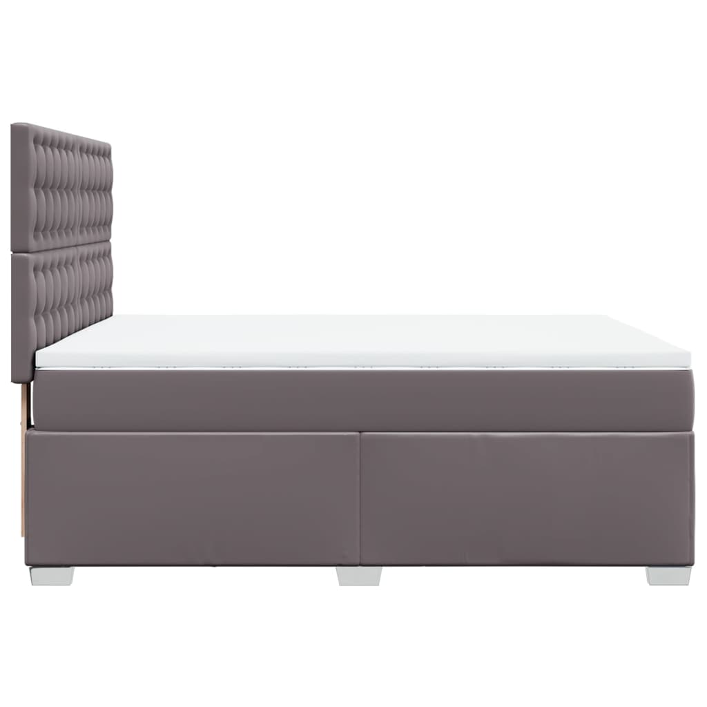 vidaXL Cama box spring con colchón cuero sintético gris 140x190 cm