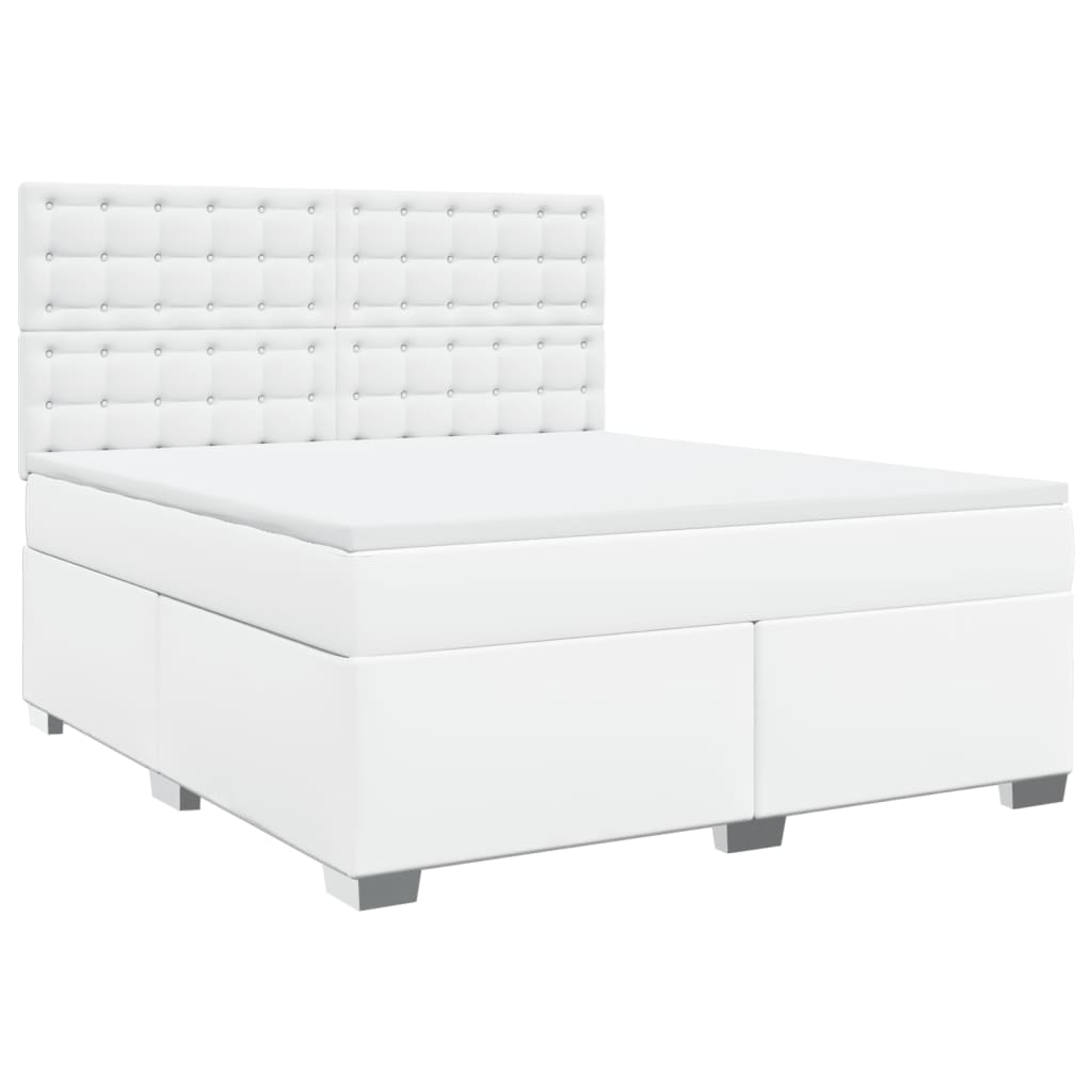 vidaXL Cama box spring con colchón cuero sintético blanco 180x200 cm