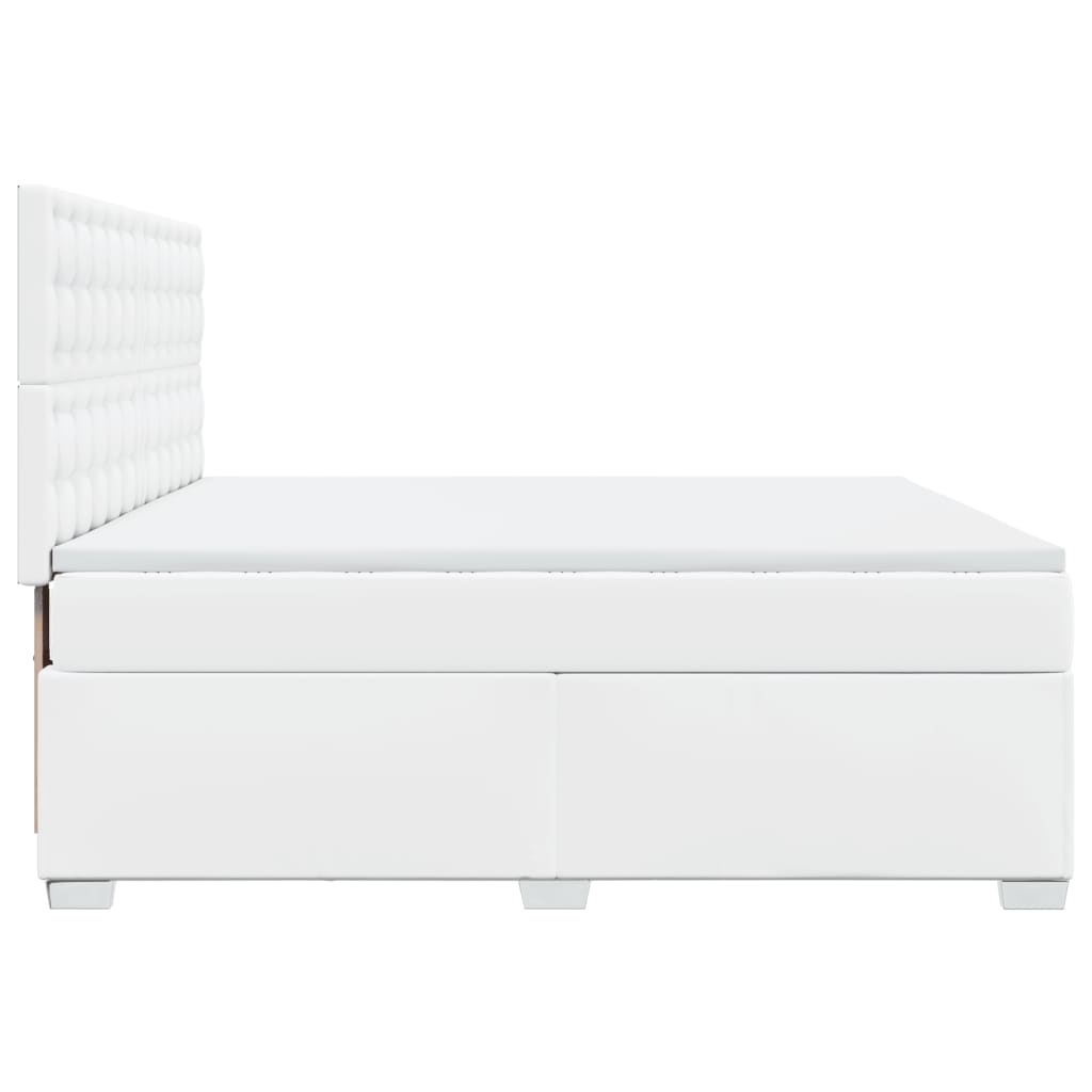 vidaXL Cama box spring con colchón cuero sintético blanco 180x200 cm