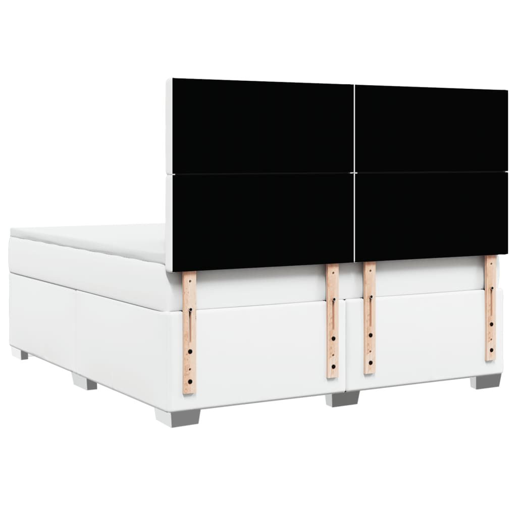 vidaXL Cama box spring con colchón cuero sintético blanco 180x200 cm