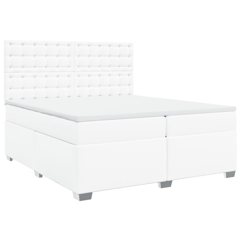 vidaXL Cama box spring con colchón cuero sintético blanco 200x200 cm