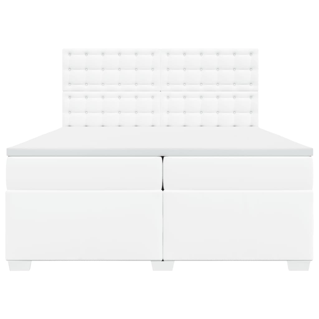 vidaXL Cama box spring con colchón cuero sintético blanco 200x200 cm