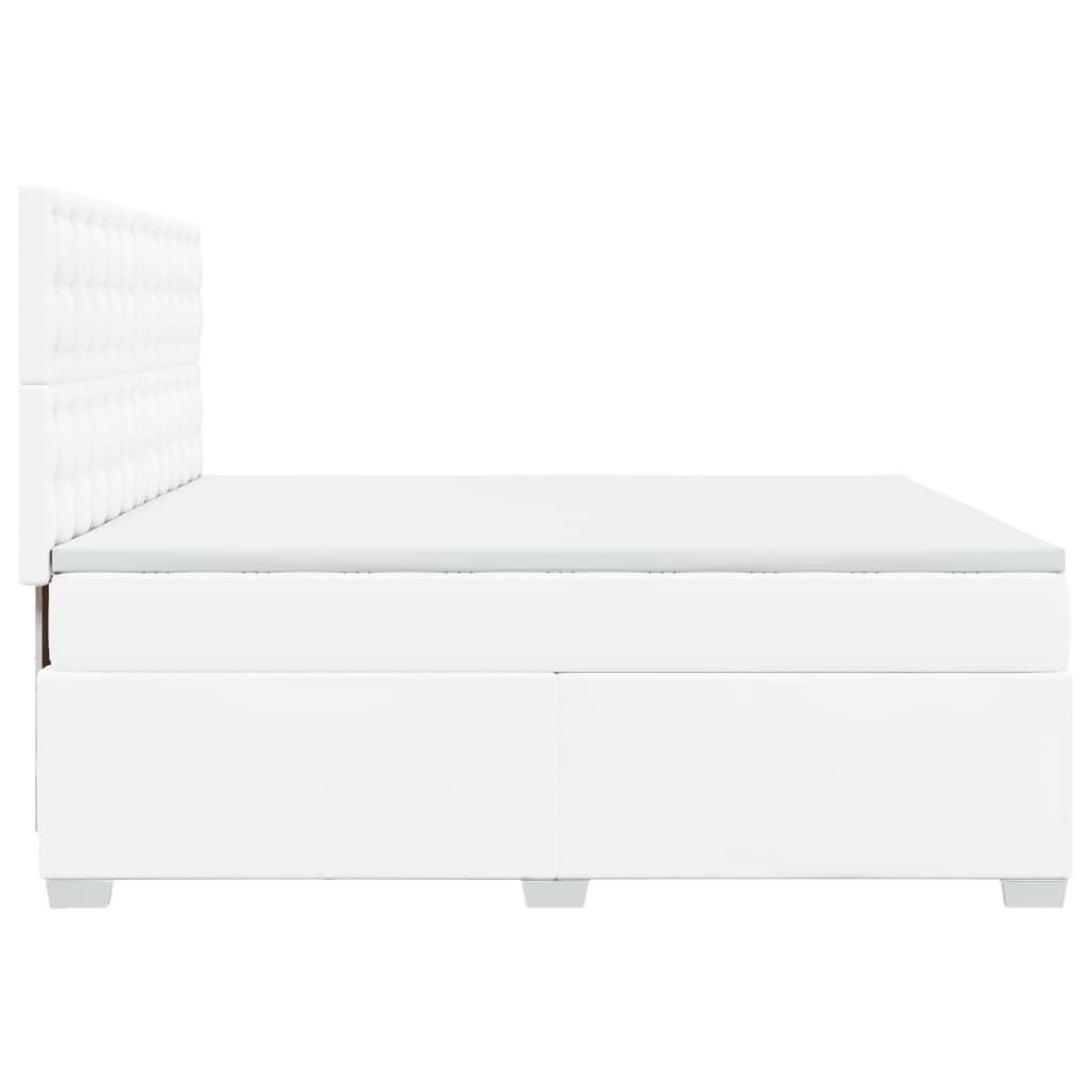 vidaXL Cama box spring con colchón cuero sintético blanco 200x200 cm