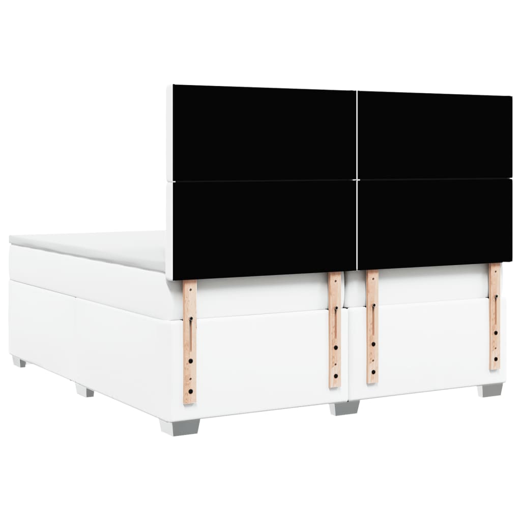 vidaXL Cama box spring con colchón cuero sintético blanco 200x200 cm