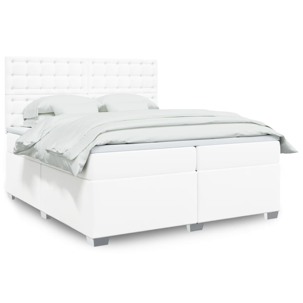 vidaXL Cama box spring con colchón cuero sintético blanco 200x200 cm