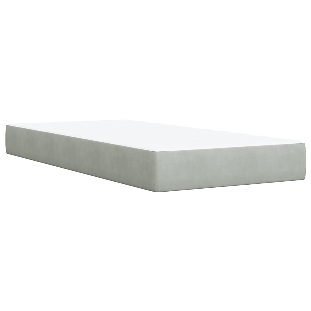 vidaXL Cama box spring con colchón terciopelo gris claro 80x200 cm