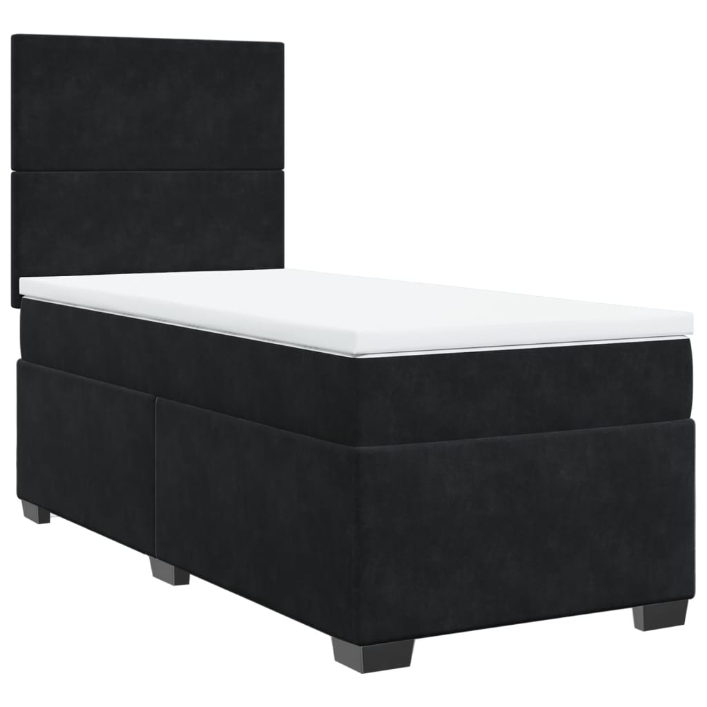 vidaXL Cama box spring con colchón terciopelo negro 80x200 cm