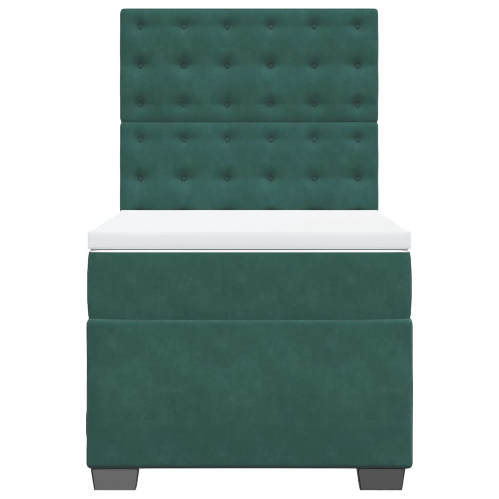 vidaXL Cama box spring con colchón terciopelo verde oscuro 80x200 cm