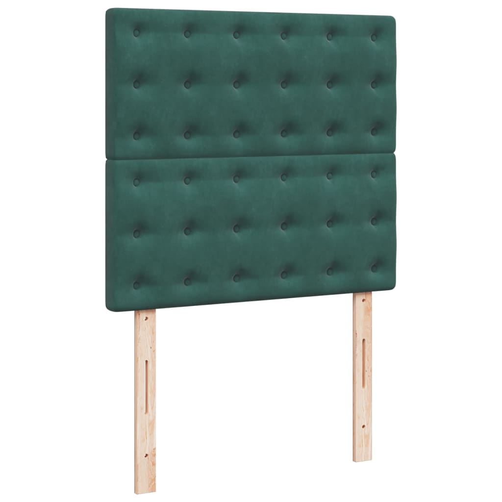 vidaXL Cama box spring con colchón terciopelo verde oscuro 80x200 cm