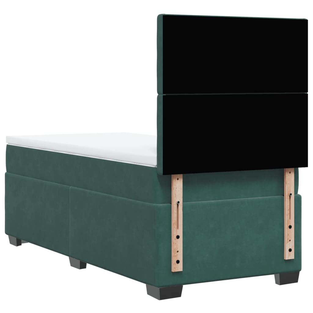 vidaXL Cama box spring con colchón terciopelo verde oscuro 80x200 cm