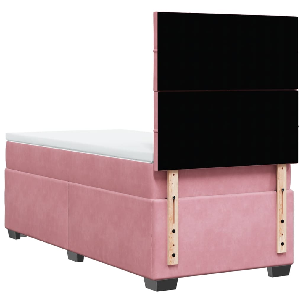 vidaXL Cama box spring con colchón terciopelo rosa 100x200 cm