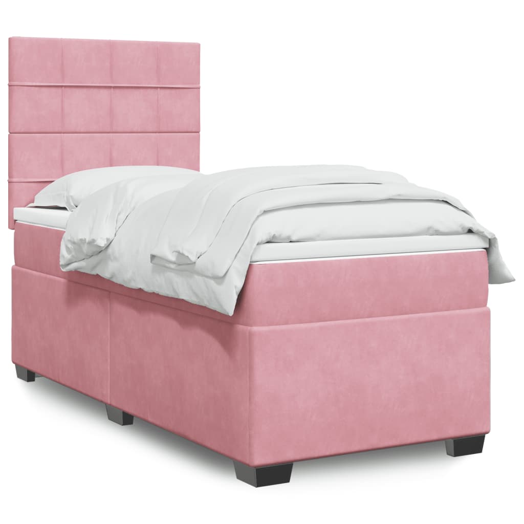 vidaXL Cama box spring con colchón terciopelo rosa 100x200 cm