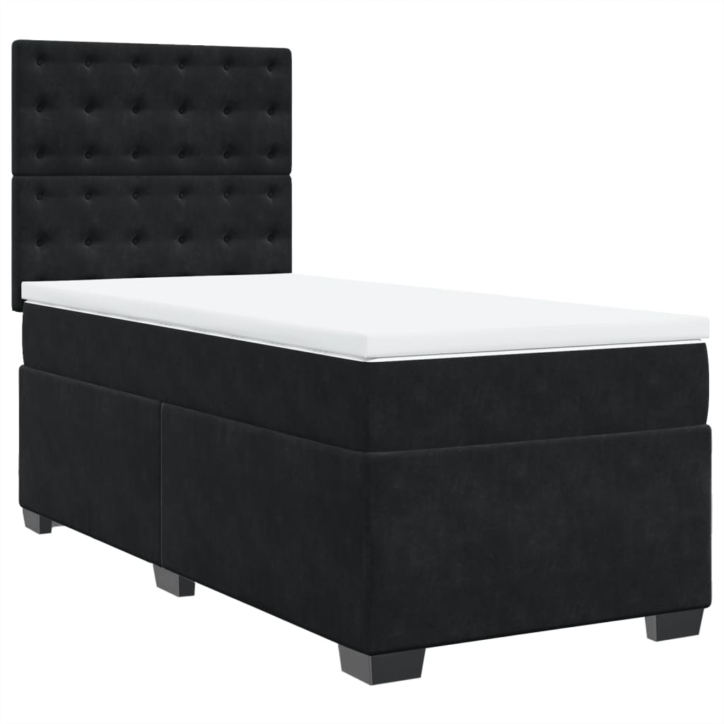 vidaXL Cama box spring con colchón terciopelo negro 100x200 cm