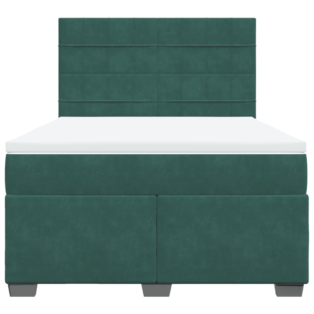 vidaXL Cama box spring con colchón terciopelo verde oscuro 160x200 cm