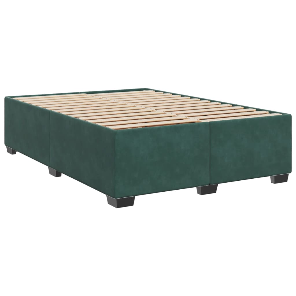 vidaXL Cama box spring con colchón terciopelo verde oscuro 160x200 cm