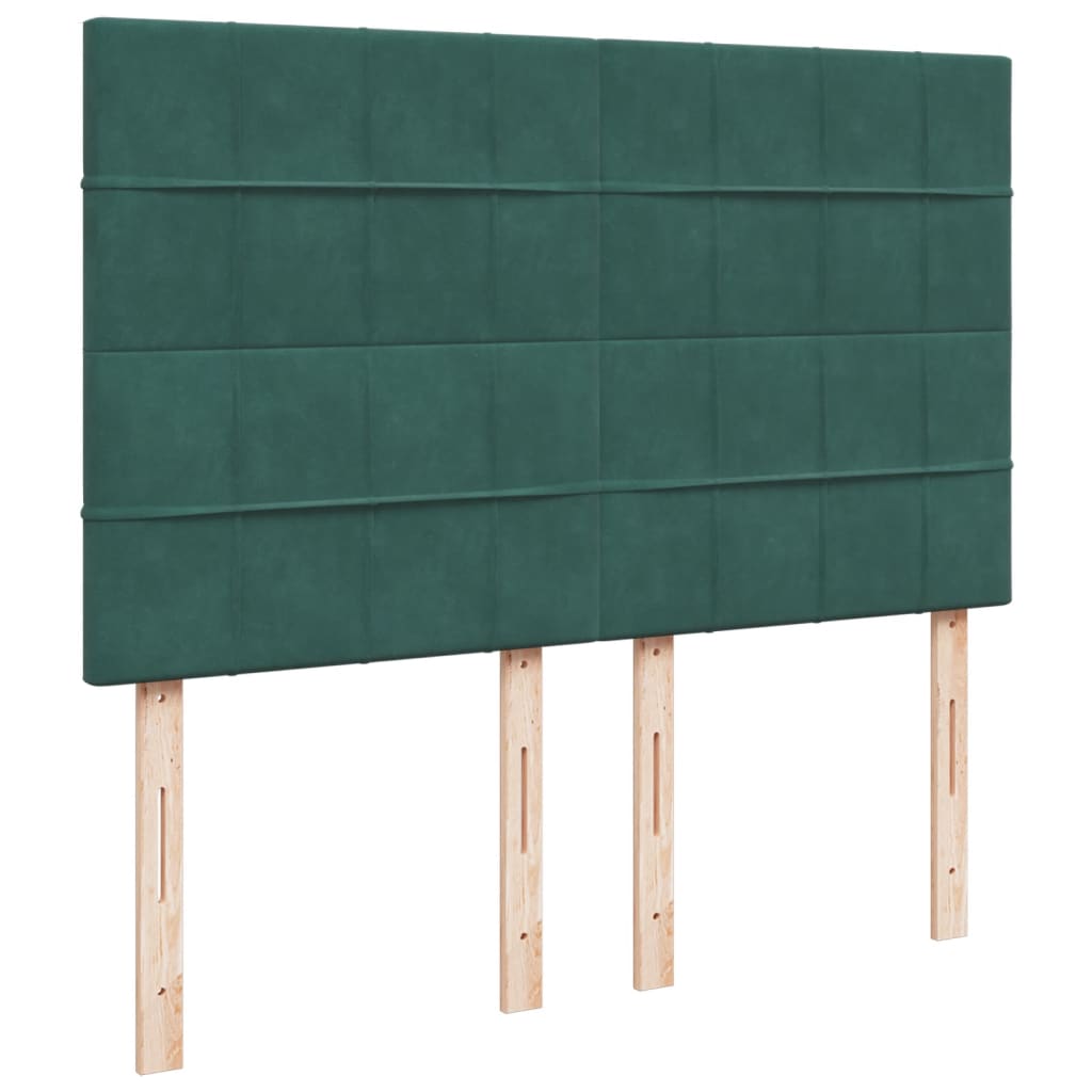 vidaXL Cama box spring con colchón terciopelo verde oscuro 160x200 cm