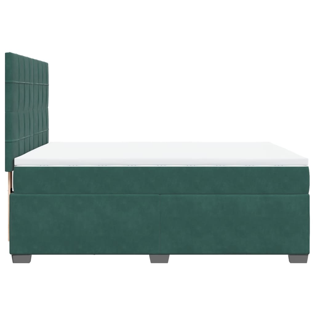 vidaXL Cama box spring con colchón terciopelo verde oscuro 160x200 cm