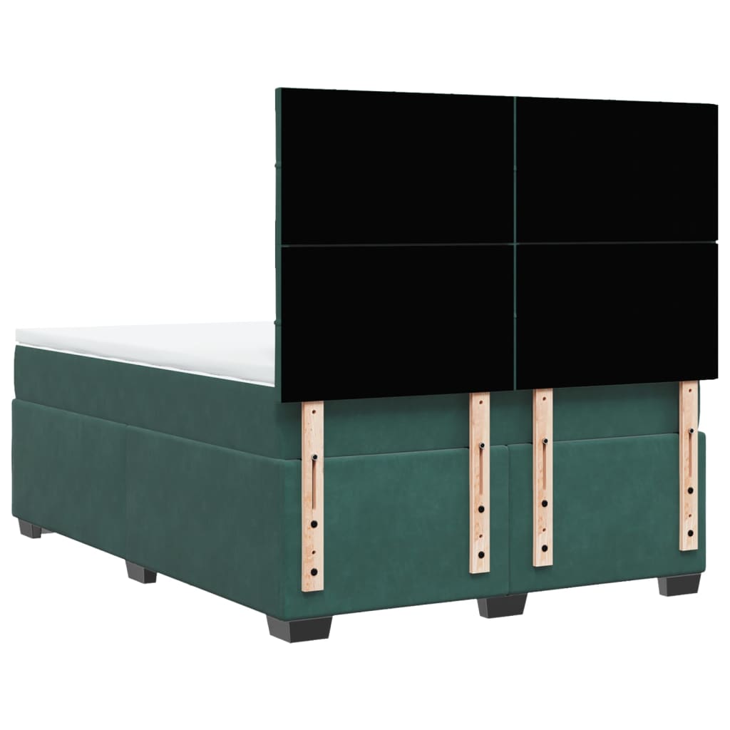 vidaXL Cama box spring con colchón terciopelo verde oscuro 160x200 cm