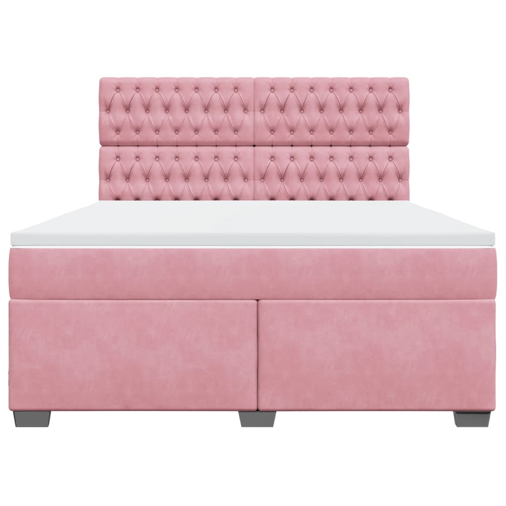 vidaXL Cama box spring con colchón terciopelo rosa 180x200 cm