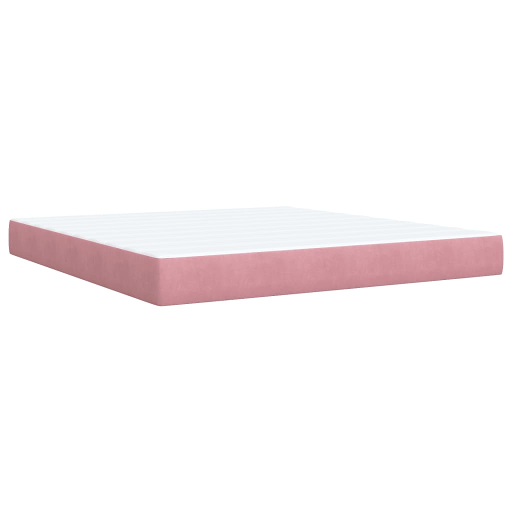 vidaXL Cama box spring con colchón terciopelo rosa 180x200 cm