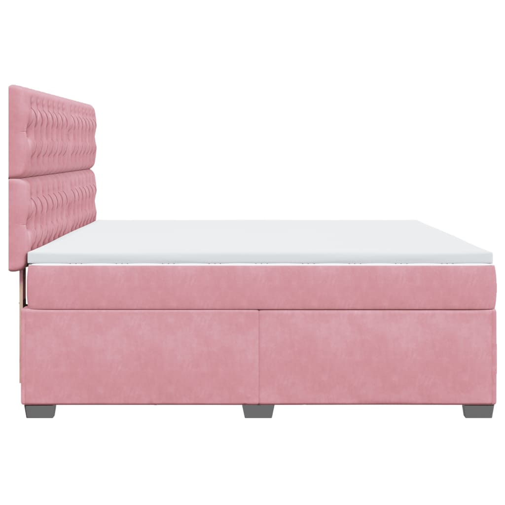 vidaXL Cama box spring con colchón terciopelo rosa 180x200 cm