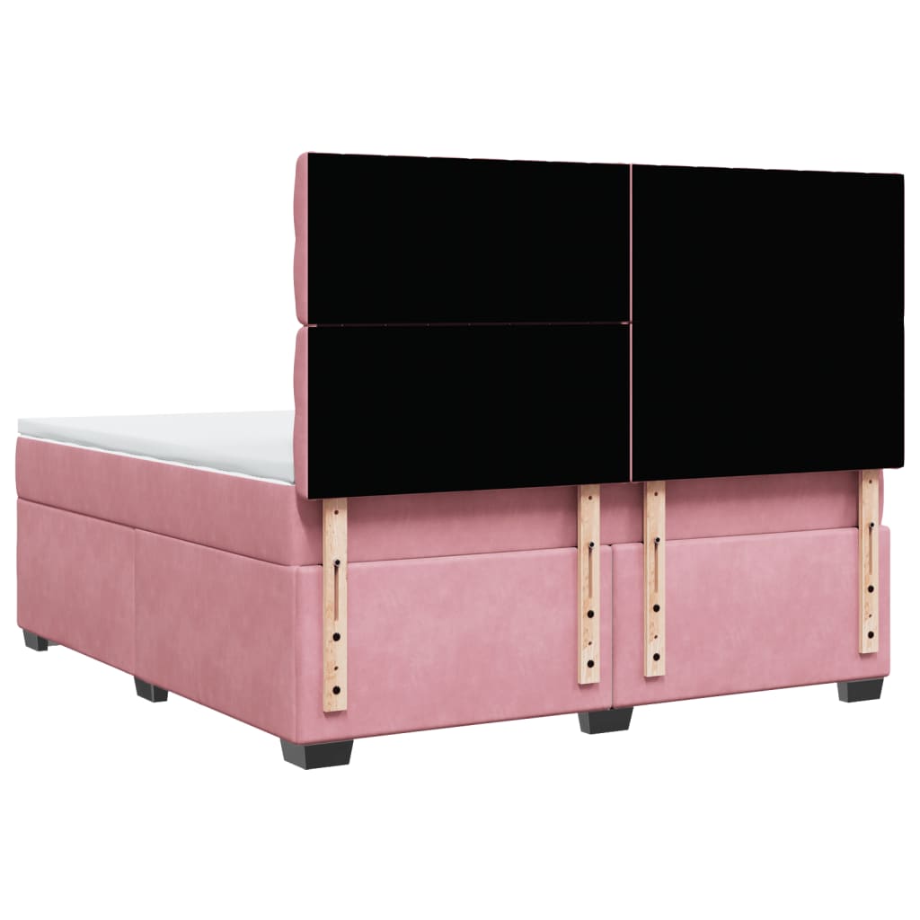 vidaXL Cama box spring con colchón terciopelo rosa 180x200 cm