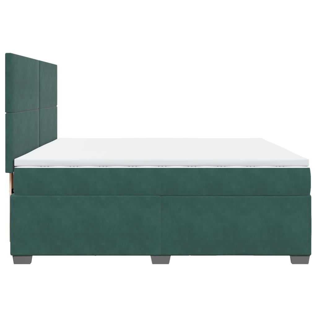 vidaXL Cama box spring con colchón terciopelo verde oscuro 200x200 cm