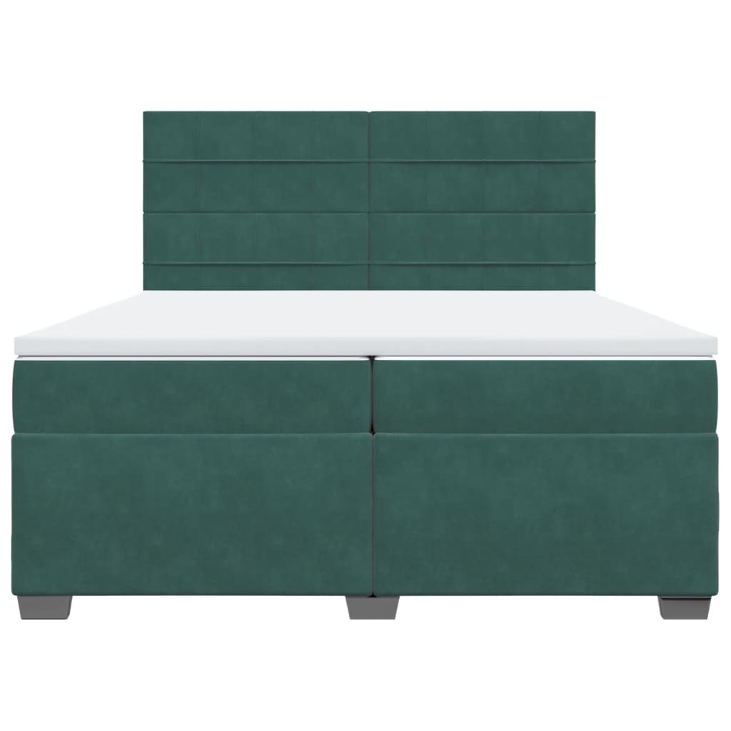 vidaXL Cama box spring con colchón terciopelo verde oscuro 200x200 cm