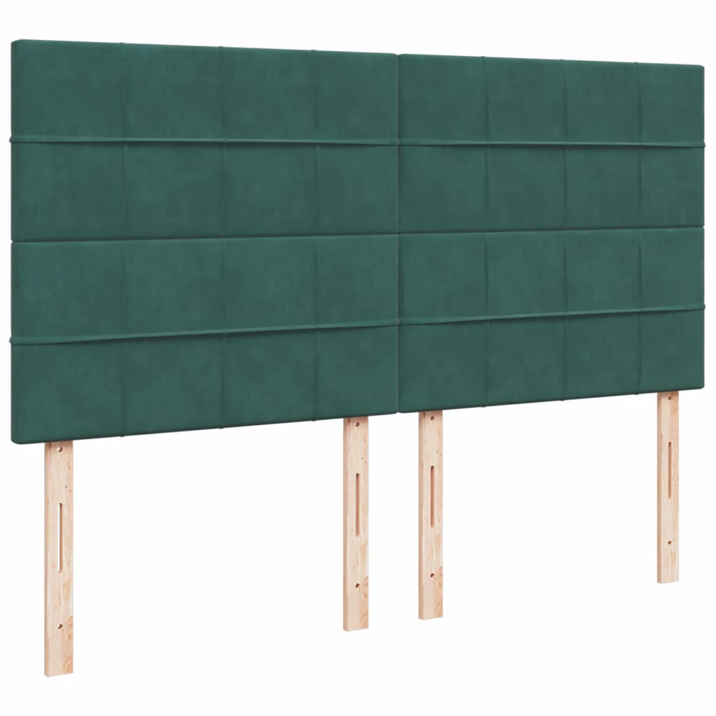 vidaXL Cama box spring con colchón terciopelo verde oscuro 200x200 cm