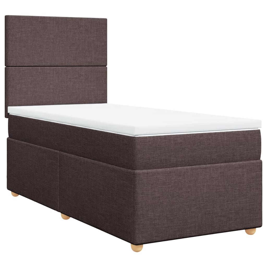 vidaXL Cama box spring con colchón tela marrón oscuro 80x200 cm